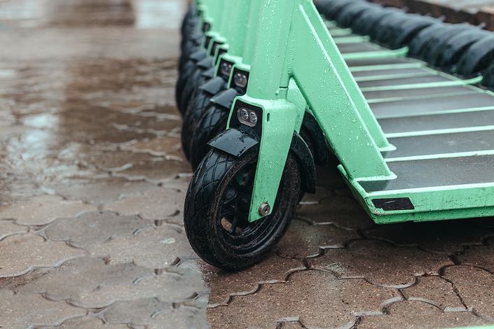 Electric scooters in the rain