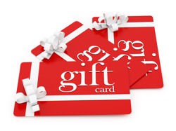 three red gift cards