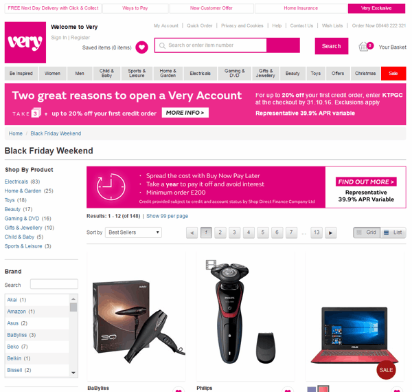 Very.co.uk leaked black friday deals