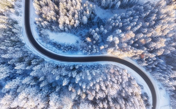winter landscape taken by drone