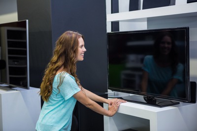 woman with tv